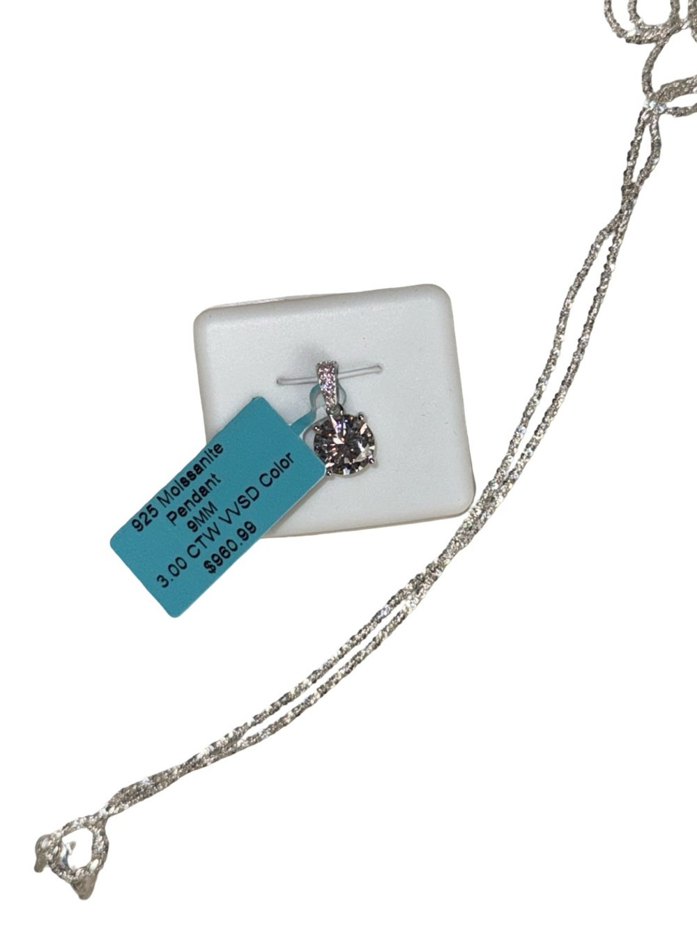 3.00 CTW Moissanite solitaire pendant and 20” Chain